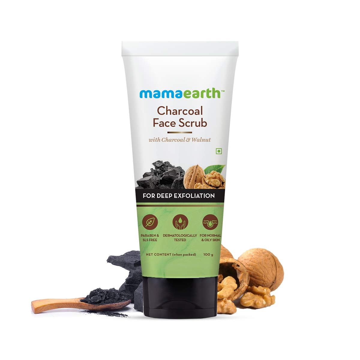 Mamaearth Charcoal Face Scrub with Walnut for Deep Exfoliation 100ml