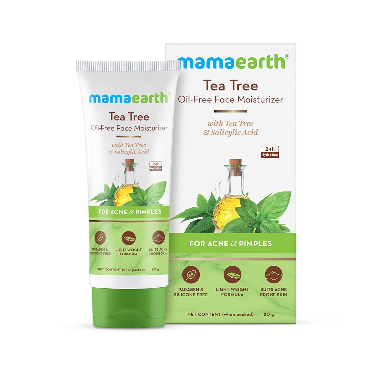 Mamaearth Tea Tree Oil-Free Face Moisturizer with Salicylic Acid for Acne & Pimples 80g