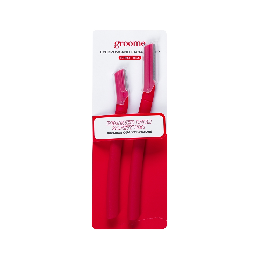Groome Eyebrow And Facial Razor Scarlet Edge 2pc