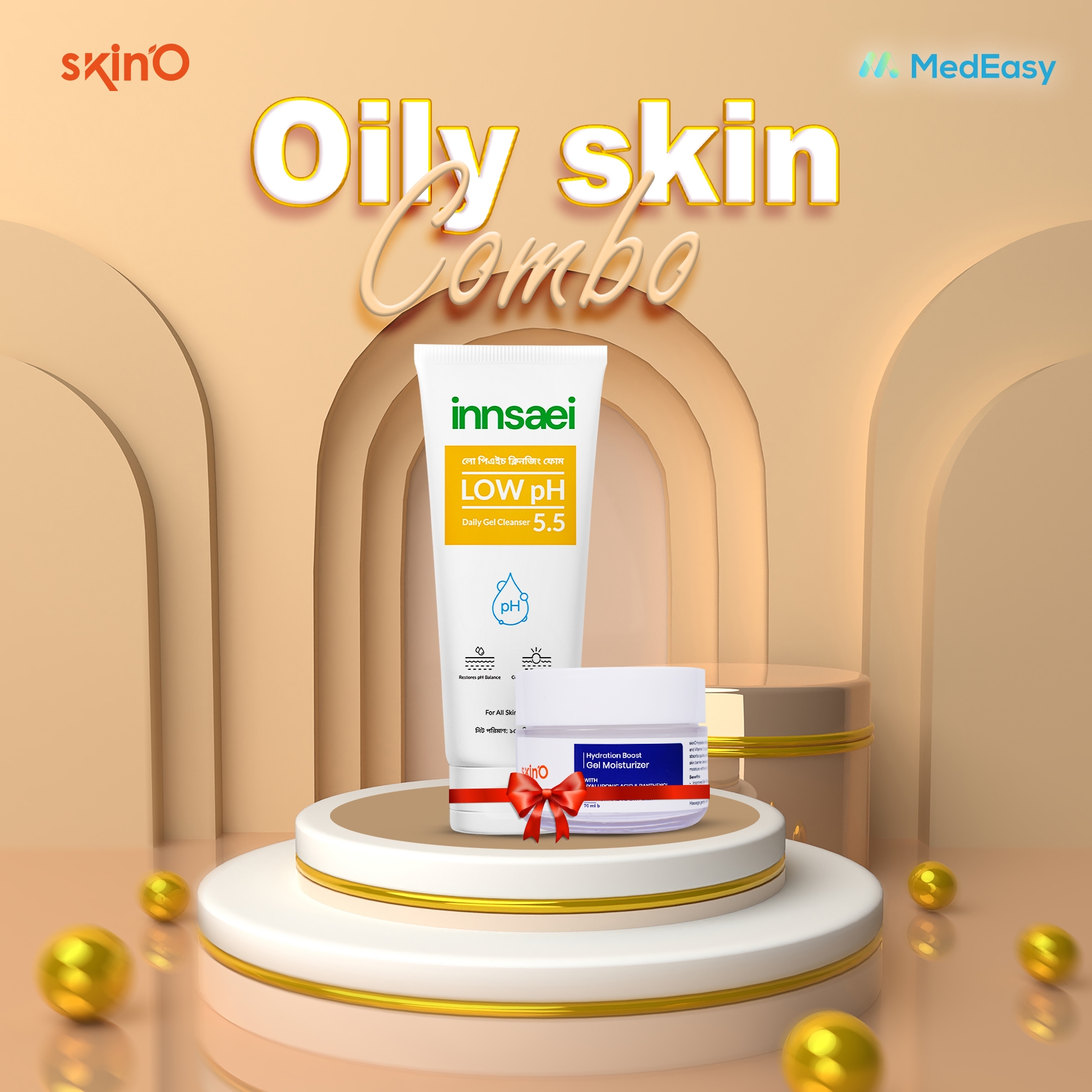 Skino Hydration Boost Gel Moisturizer 70ml with Innsaei Low pH Daily Gel Cleanser 150ml