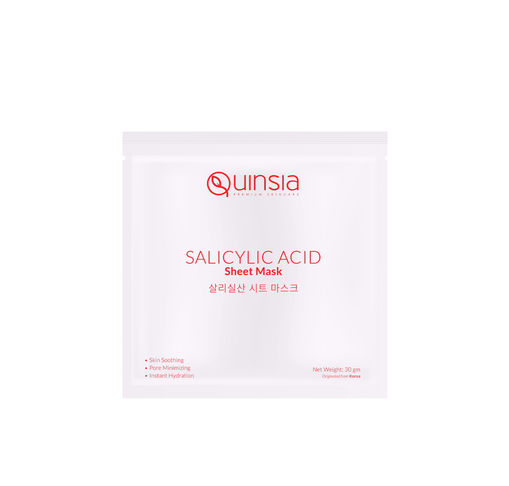 Quinsia Salicylic Acid Sheet Mask for Instant Hydration & Pore Minimizing 30g