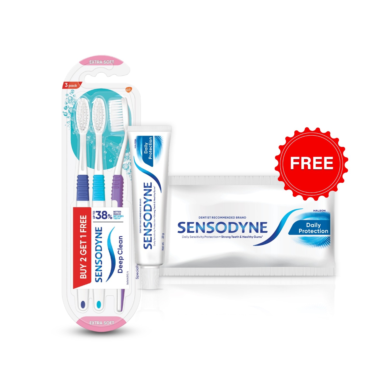 Sensodyne Deep Clean Combo Toothbrush & Get 1 Daily Protection