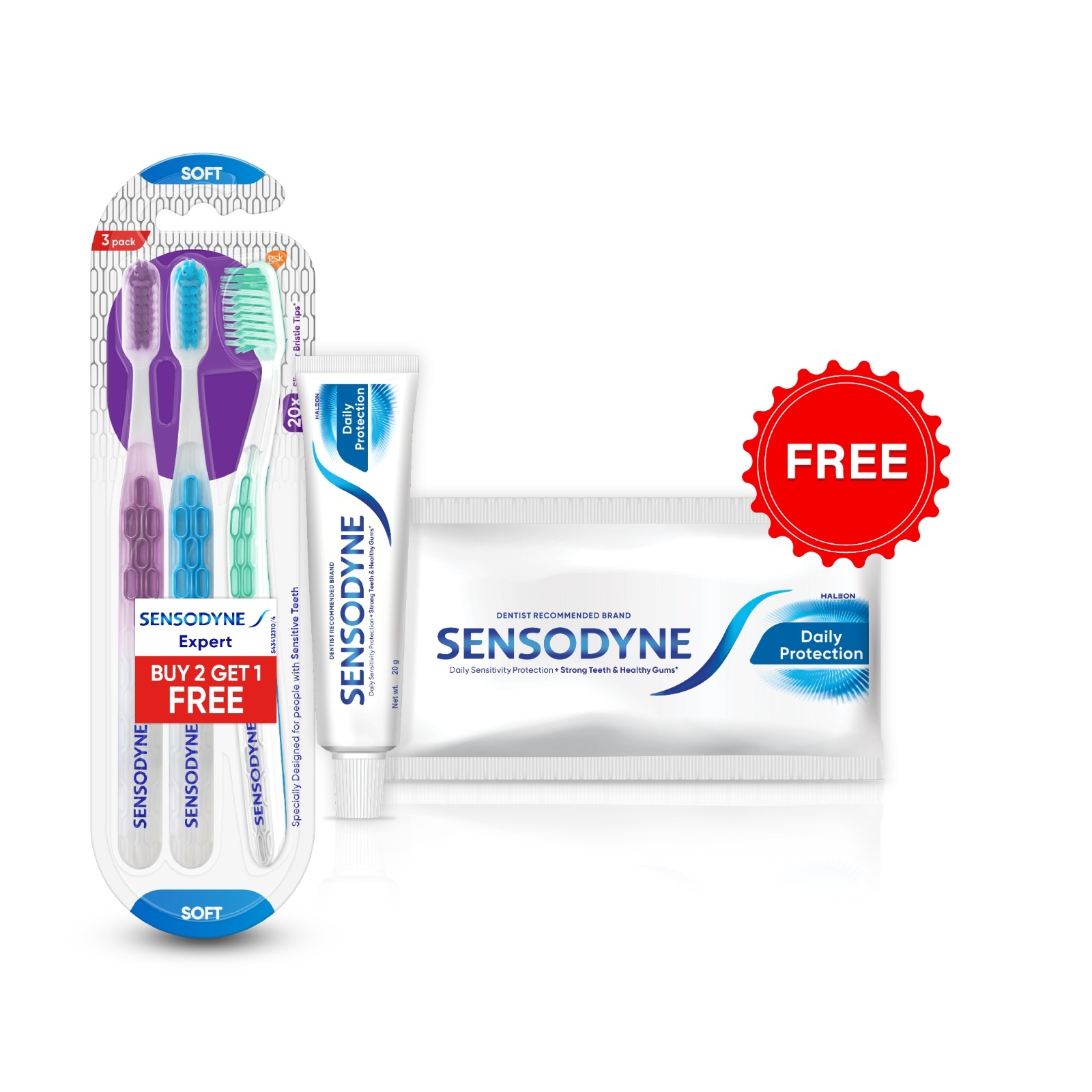 Sensodyne Expert Toothbrush 2+1 & Get 1 Daily Protection