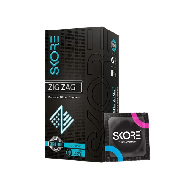 Skore ZigZag Anatomically Shaped Dotted & Ribbed Condoms 10pc