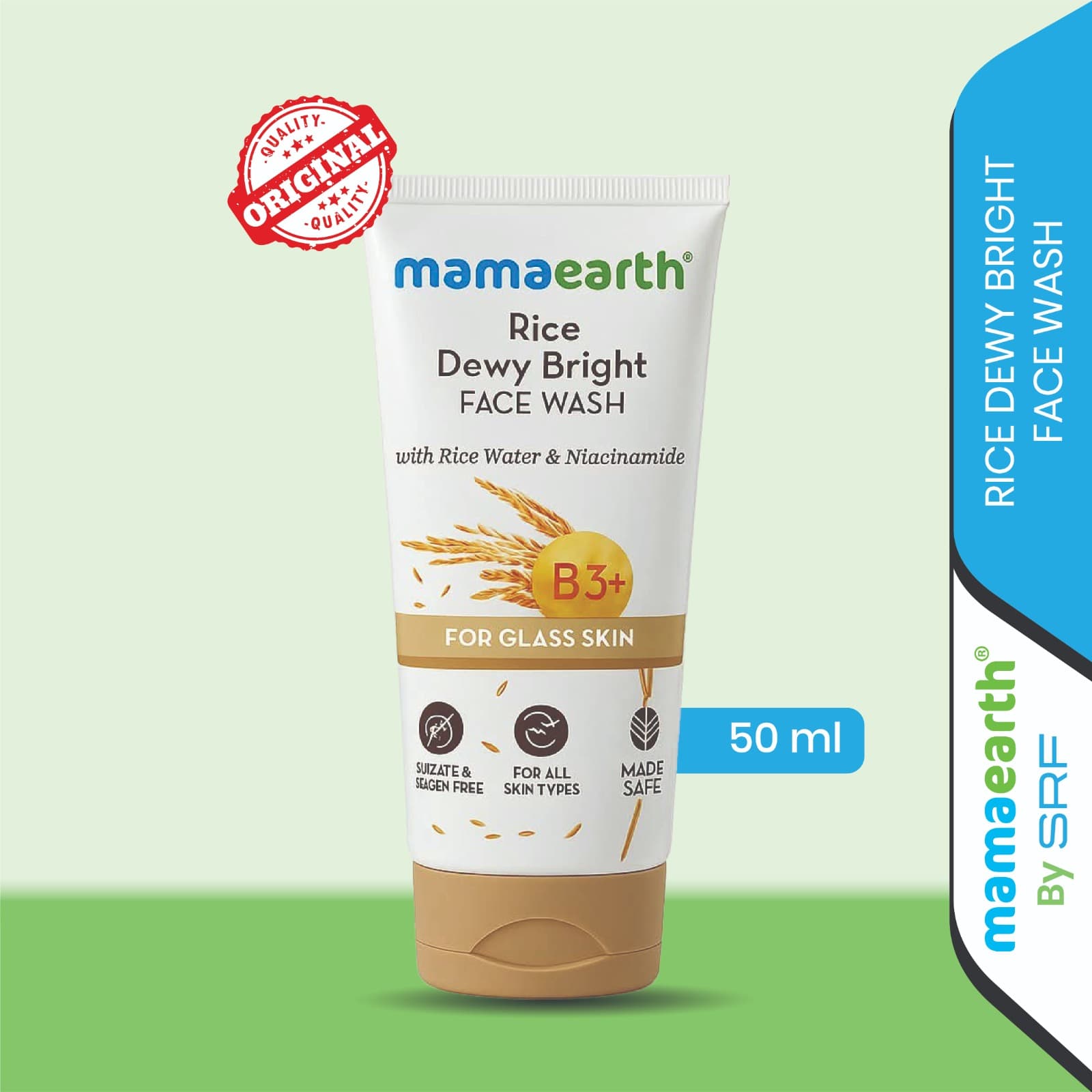 Mamaearth Rice Dewy Bright Face Wash with Niacinamide for Glass Skin 50ml