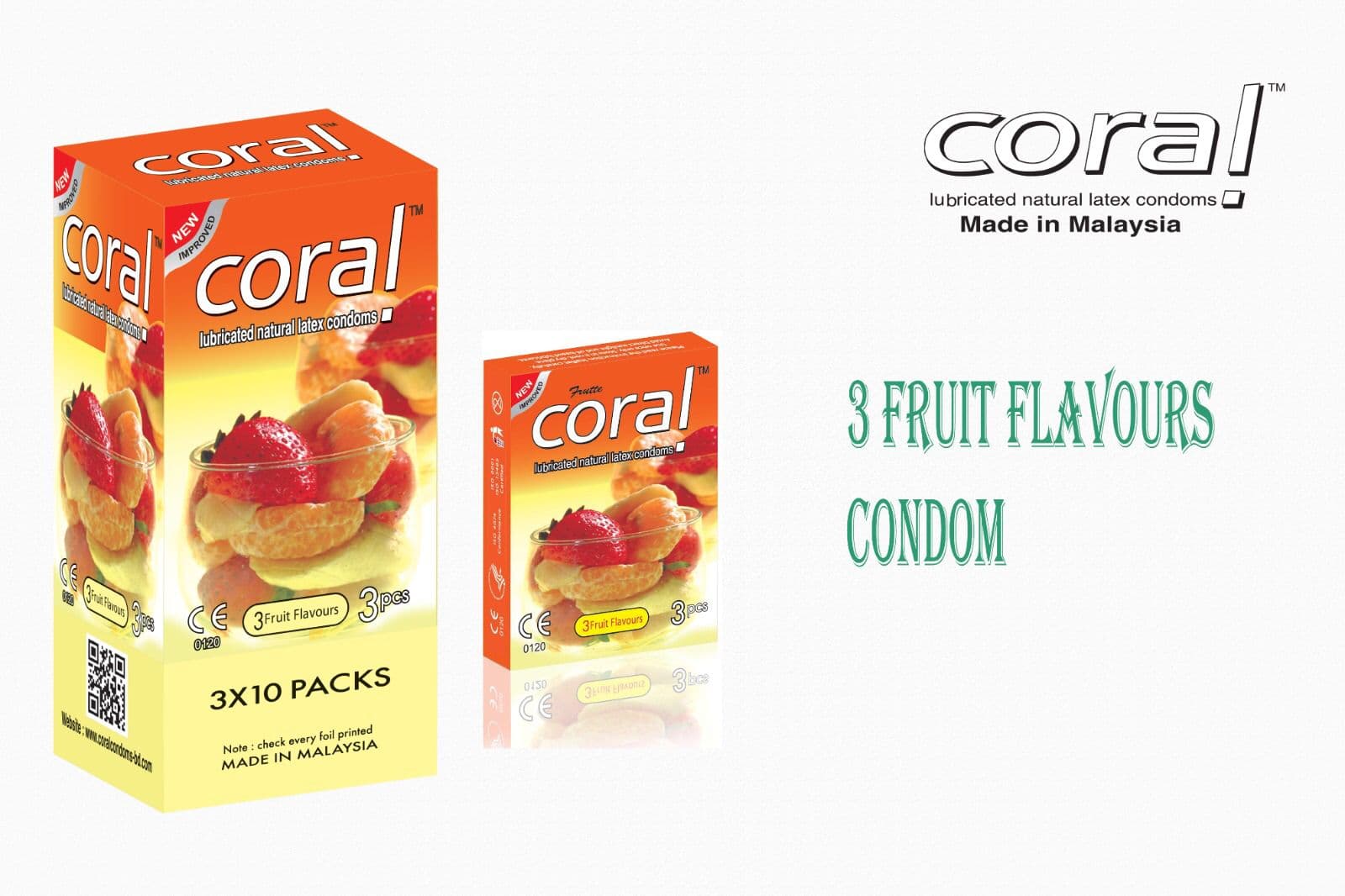 Coral 3 Fruit Flavours Condoms