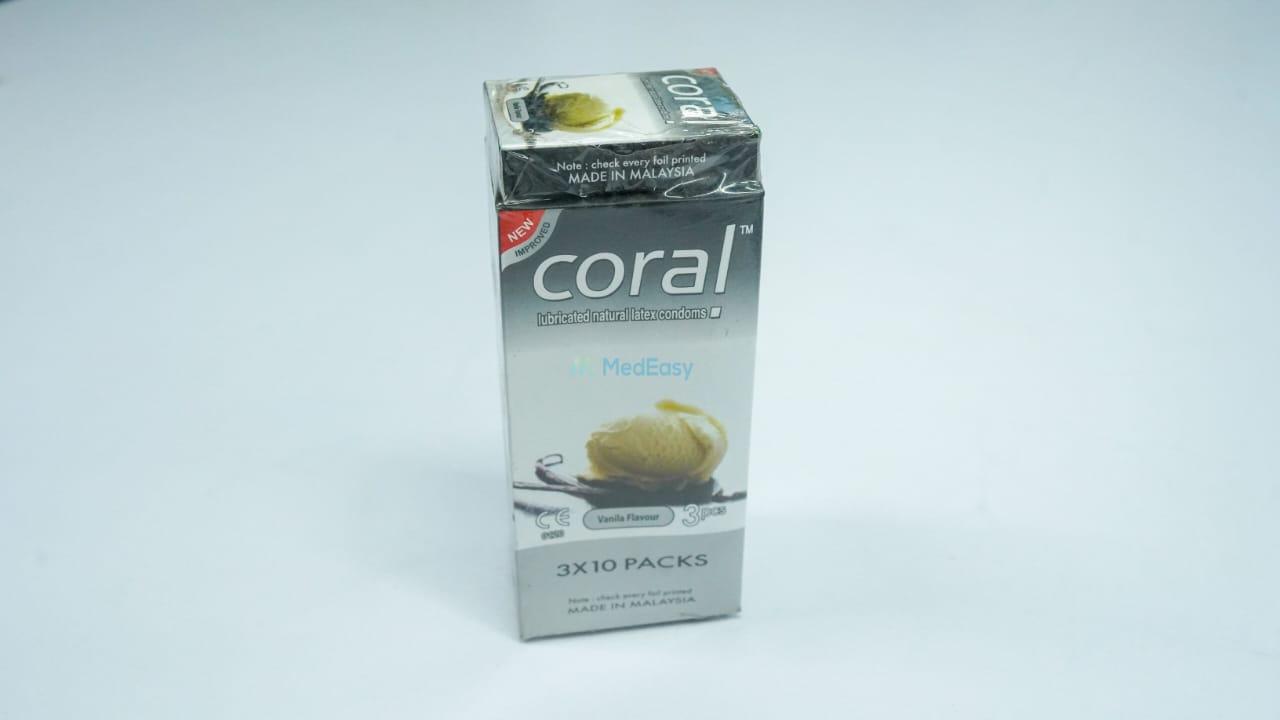 Coral Vanila Flavor Lubricated Natural Latex Condoms