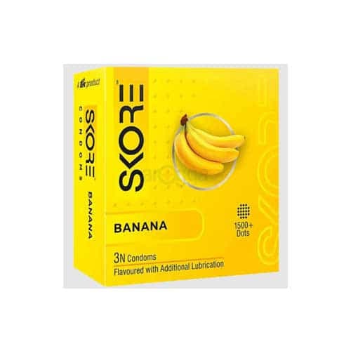 Skore Banana 1500+ Dotted Condom with Additional Lubrication 3pc