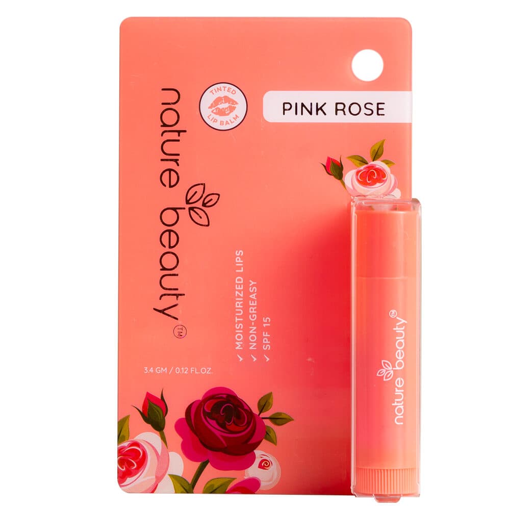 Nature Beauty Pink Rose Lip Balm for Moisturised Lips 3.4g