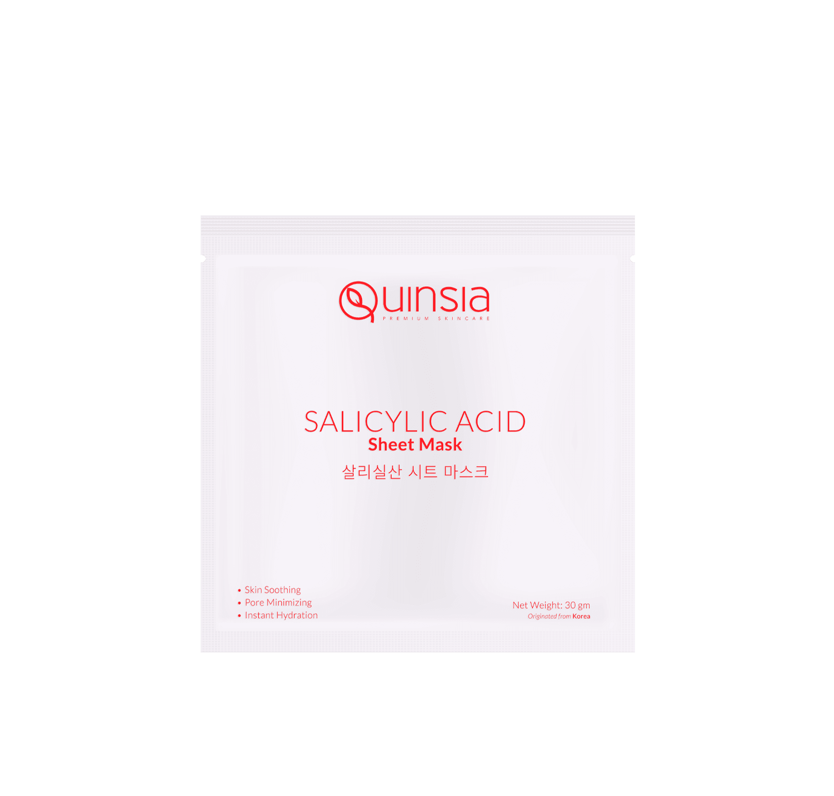 Quinsia Salicylic Acid Sheet Mask for Instant Hydration & Pore Minimizing 30g