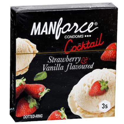 Manforce Cocktail Condom Strawberry and Vanilla Flavoured 3pc