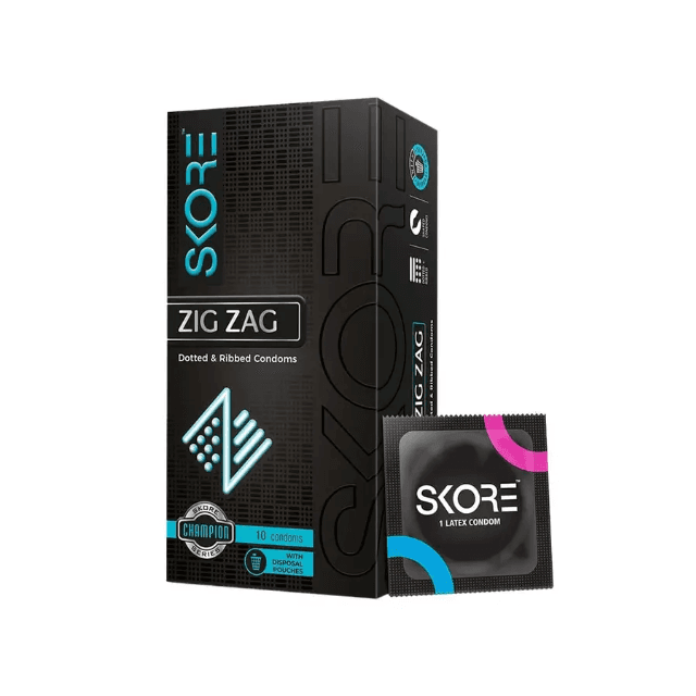 Skore ZigZag Anatomically Shaped Dotted & Ribbed Condoms 10pc
