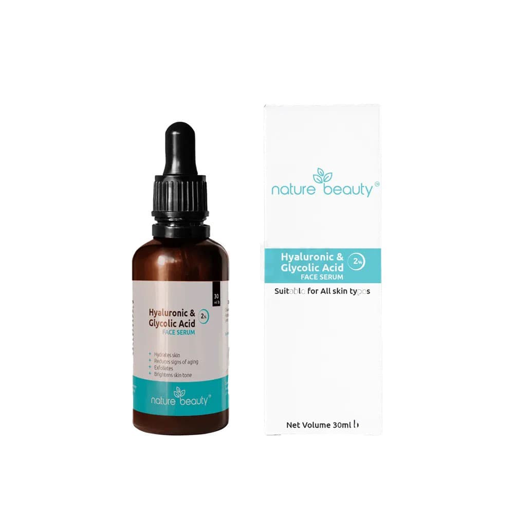 Nature Beauty Hyaluronic 1% & Glycolic Acid 2% Serum for All Skin Types 30ml