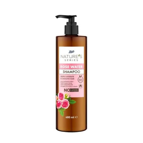 Boots Nature's Rose Water Deeply Hydrate & Smooth Hair Shampoo 480ml