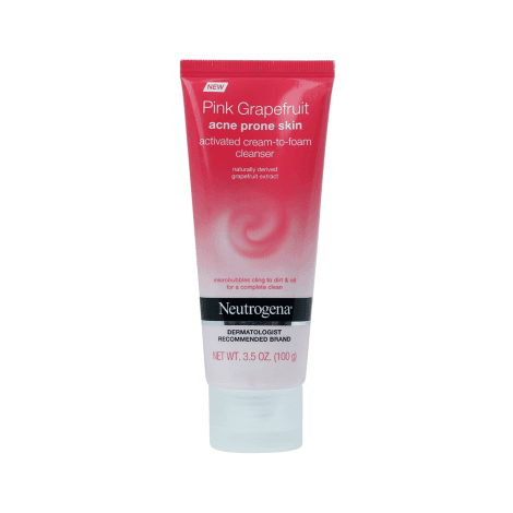 Neutrogena Pink Grapefruit Activated Cream-to-Foam Acne Facial Cleanser 100g