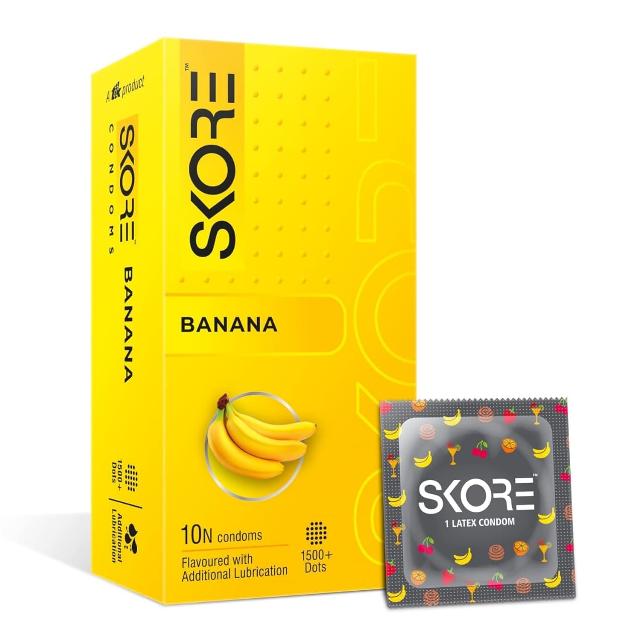Skore Banana 1500+ Dotted Condom with Additional Lubrication 10pc