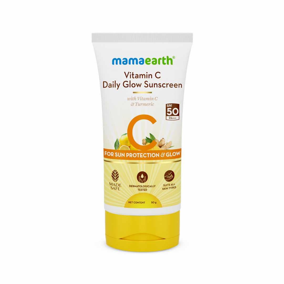 Mamaearth Vitamin C Daily Glow Sunscreen with Turmeric SPF 50 PA+++ 50g