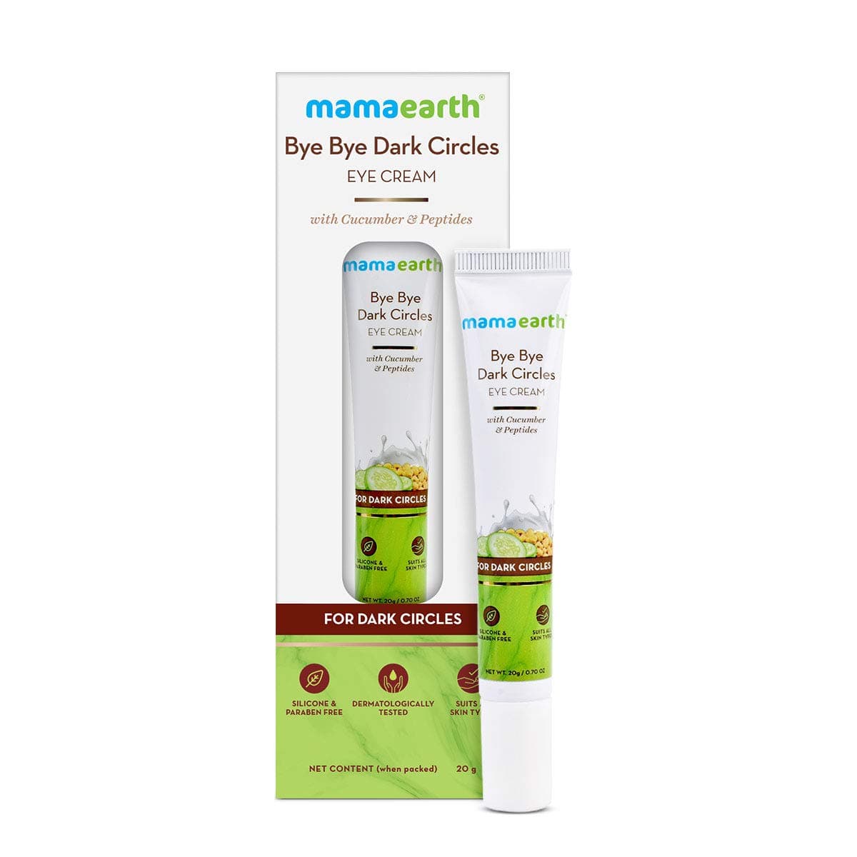 Mamaearth Bye Bye Dark Circles Eye Cream with Cucumber & Peptide 20g