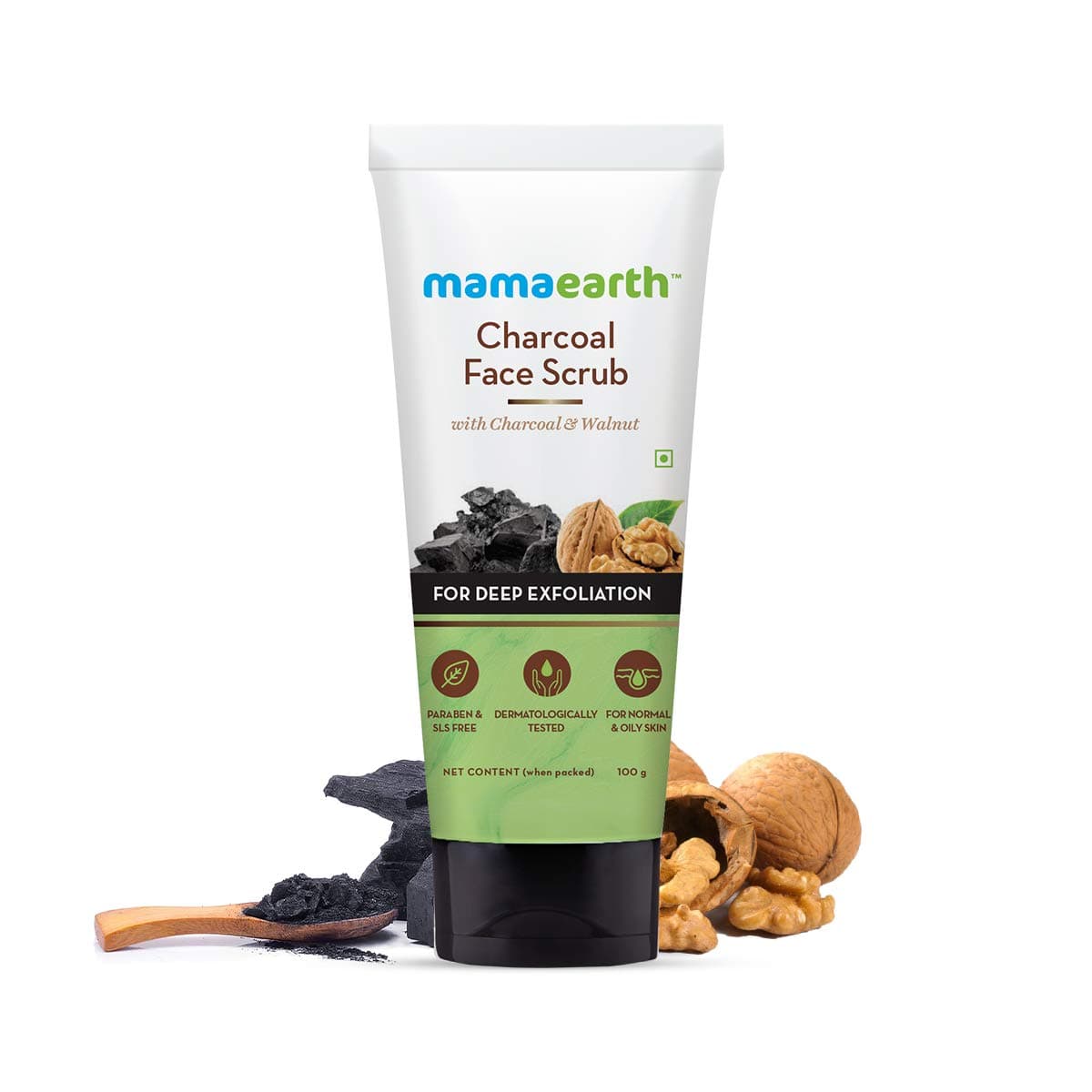 Mamaearth Charcoal Face Scrub with Walnut for Deep Exfoliation 100ml