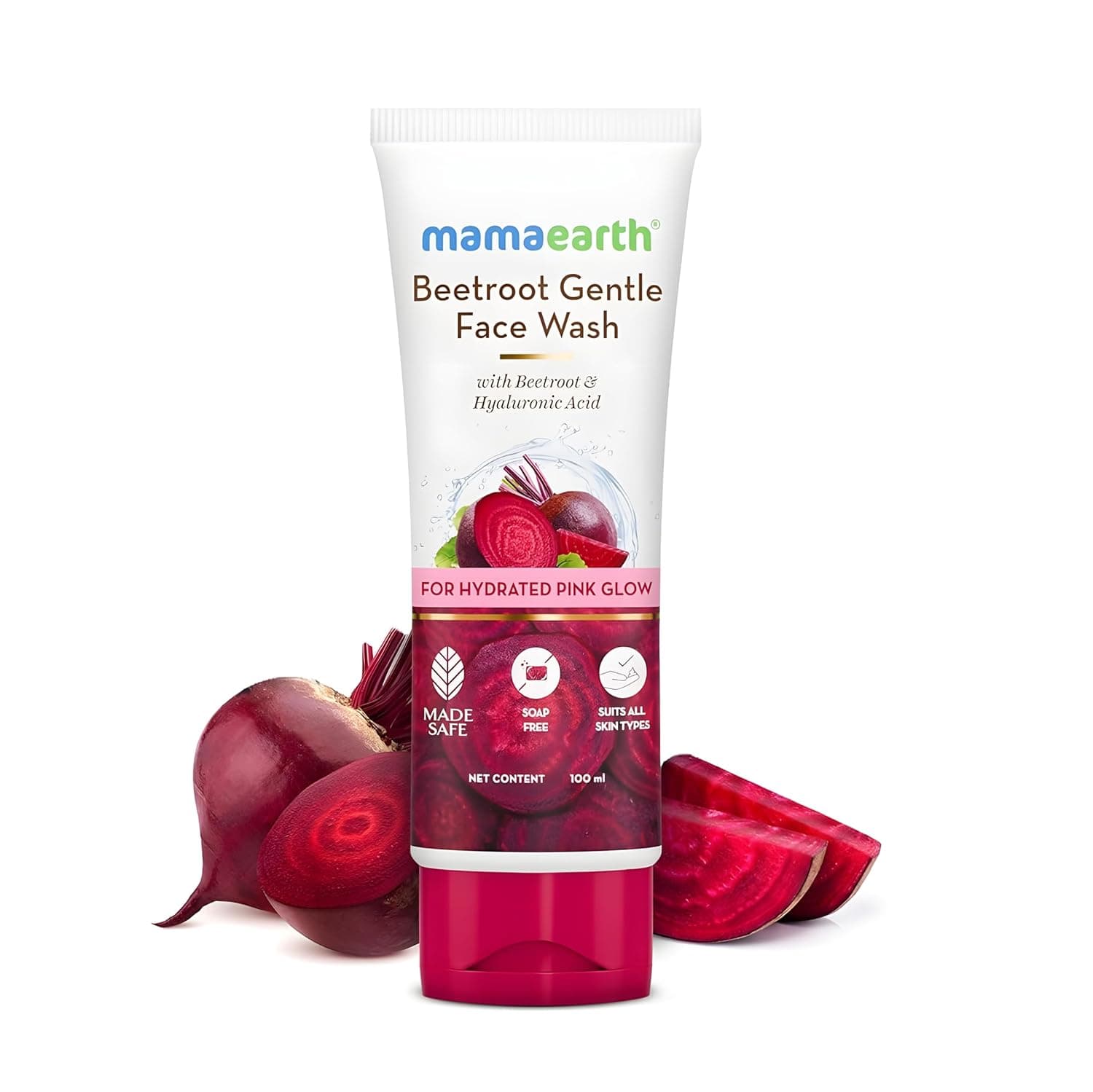 Mamaearth Beetroot Gentle Face Wash with Hyaluronic Acid for Hydrated Pink Glow 100ml