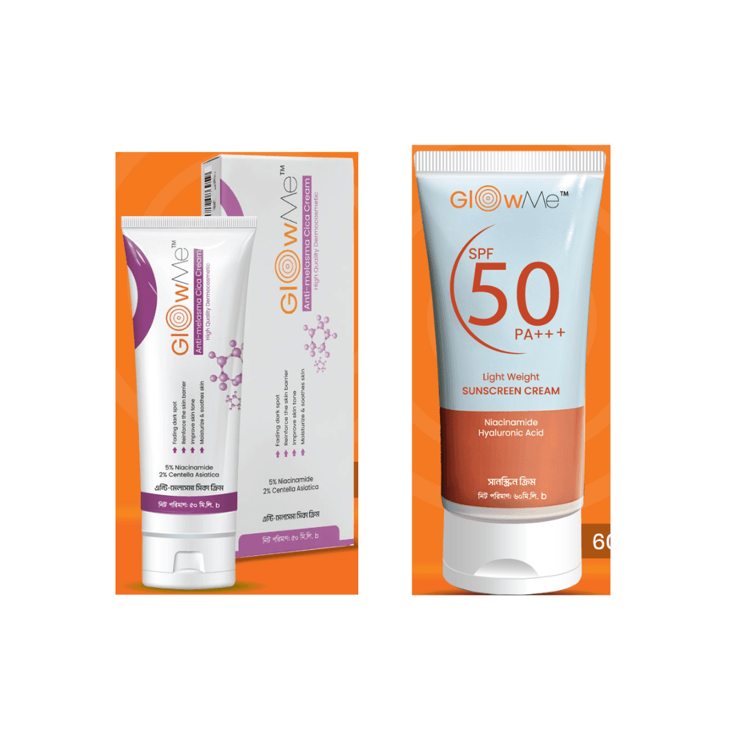 Glow Me Anti Melasma Cica Cream 50ml with Free Glow Me SPF 50+ Sunscreen Cream 60ml