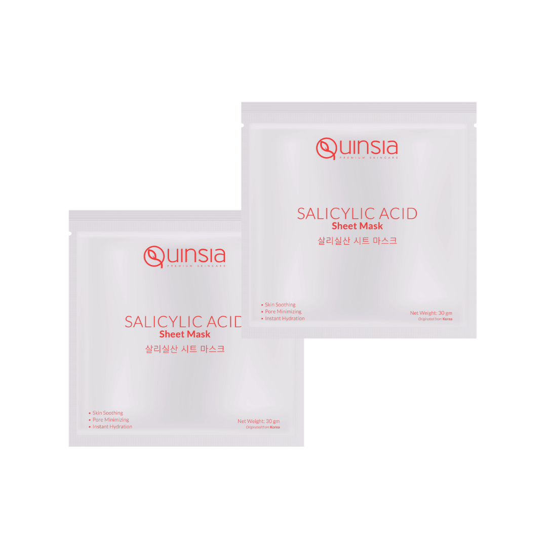 Quinsia Salicylic Acid Sheet Mask for Instant Hydration & Pore Minimizing 30g 2pc Combo