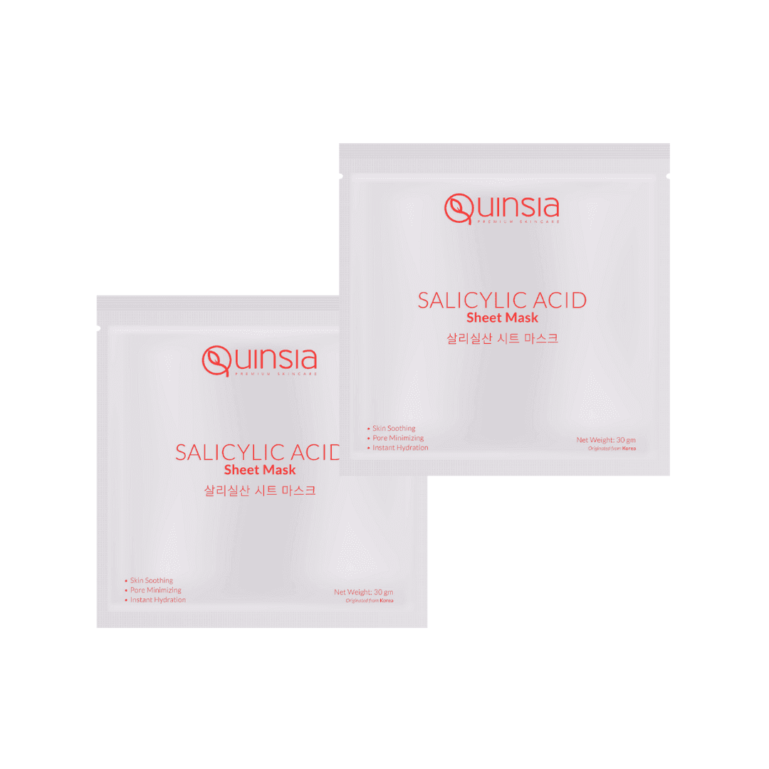 Quinsia Salicylic Acid Sheet Mask for Instant Hydration & Pore Minimizing 30g 2pc Combo