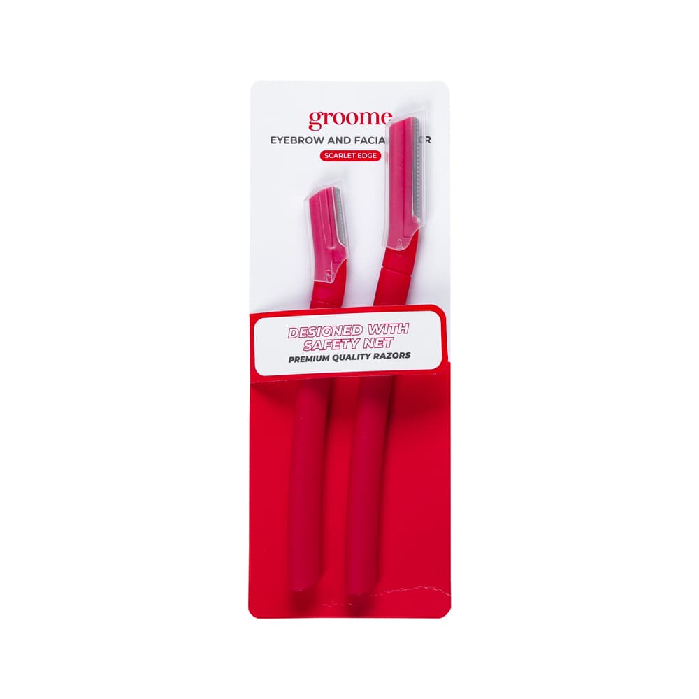 Groome Eyebrow And Facial Razor Scarlet Edge 2pc