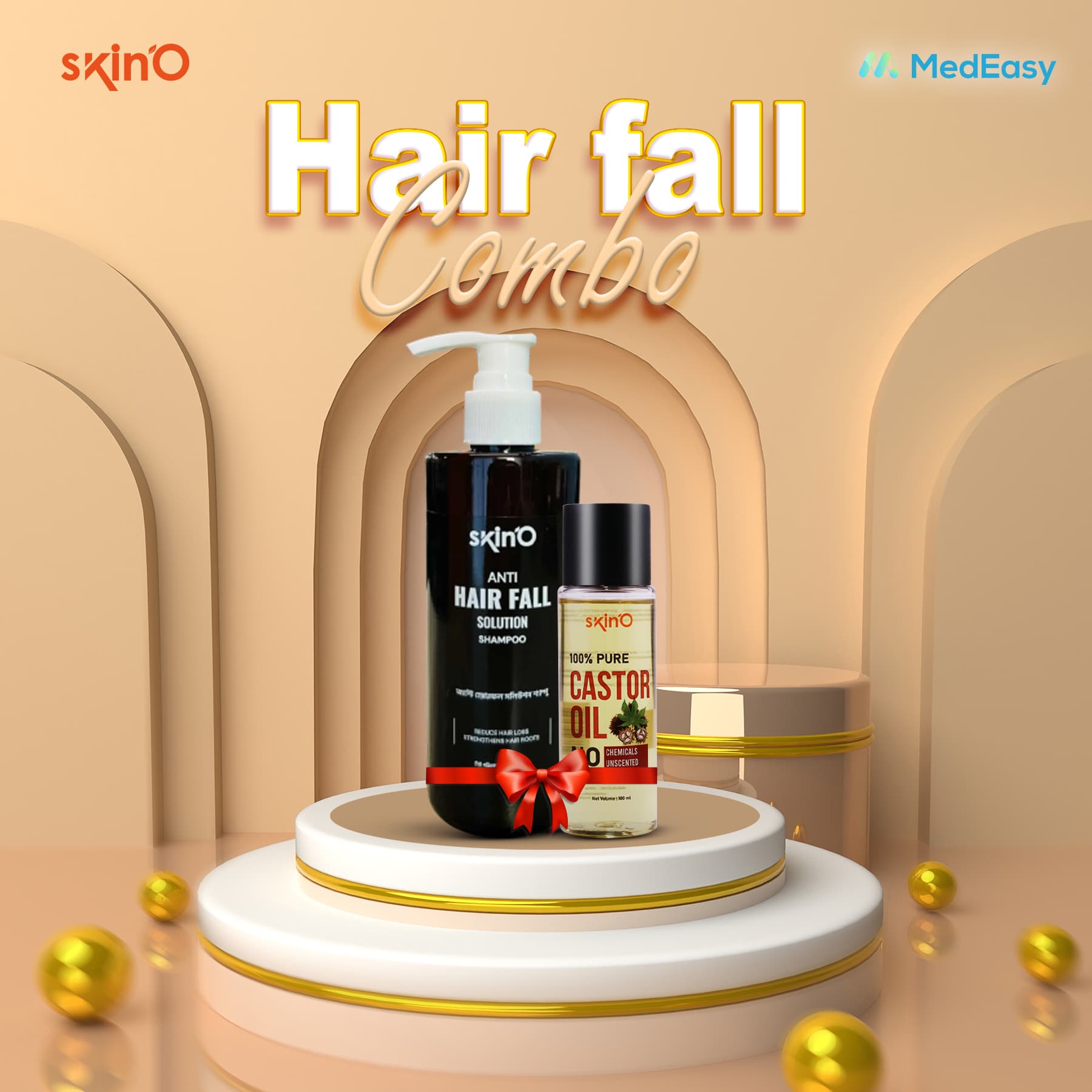 Skino Anti Hairfall Solution Shampoo 200ml with Skino Castor Oil 100ml