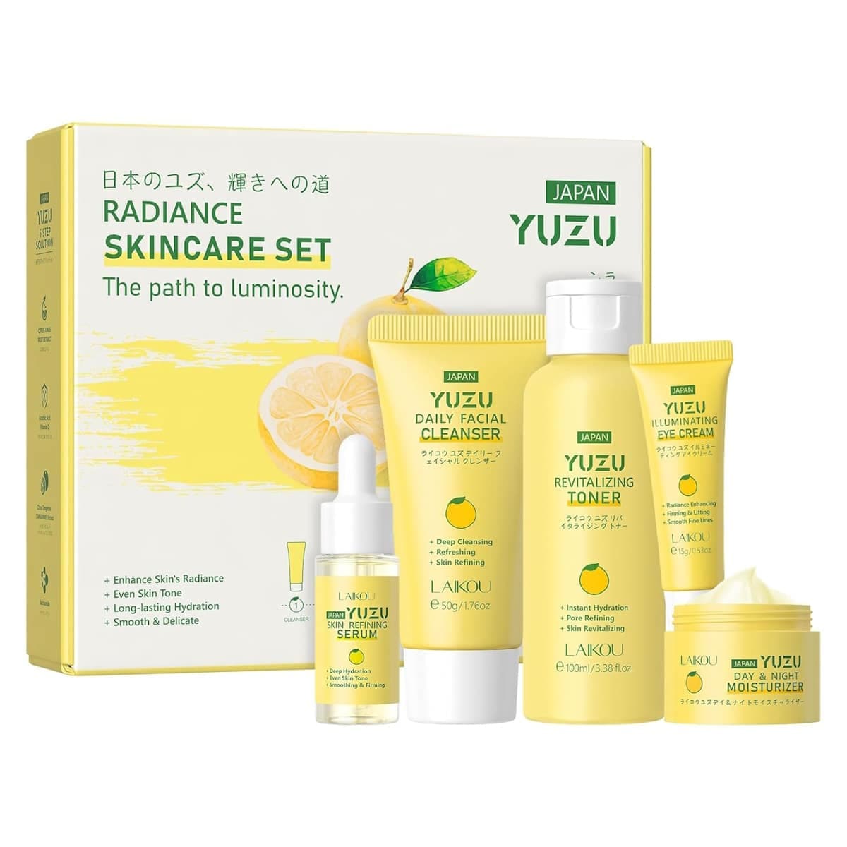 Laikou Radiance Skincare Set YUZU Japan 5pcs