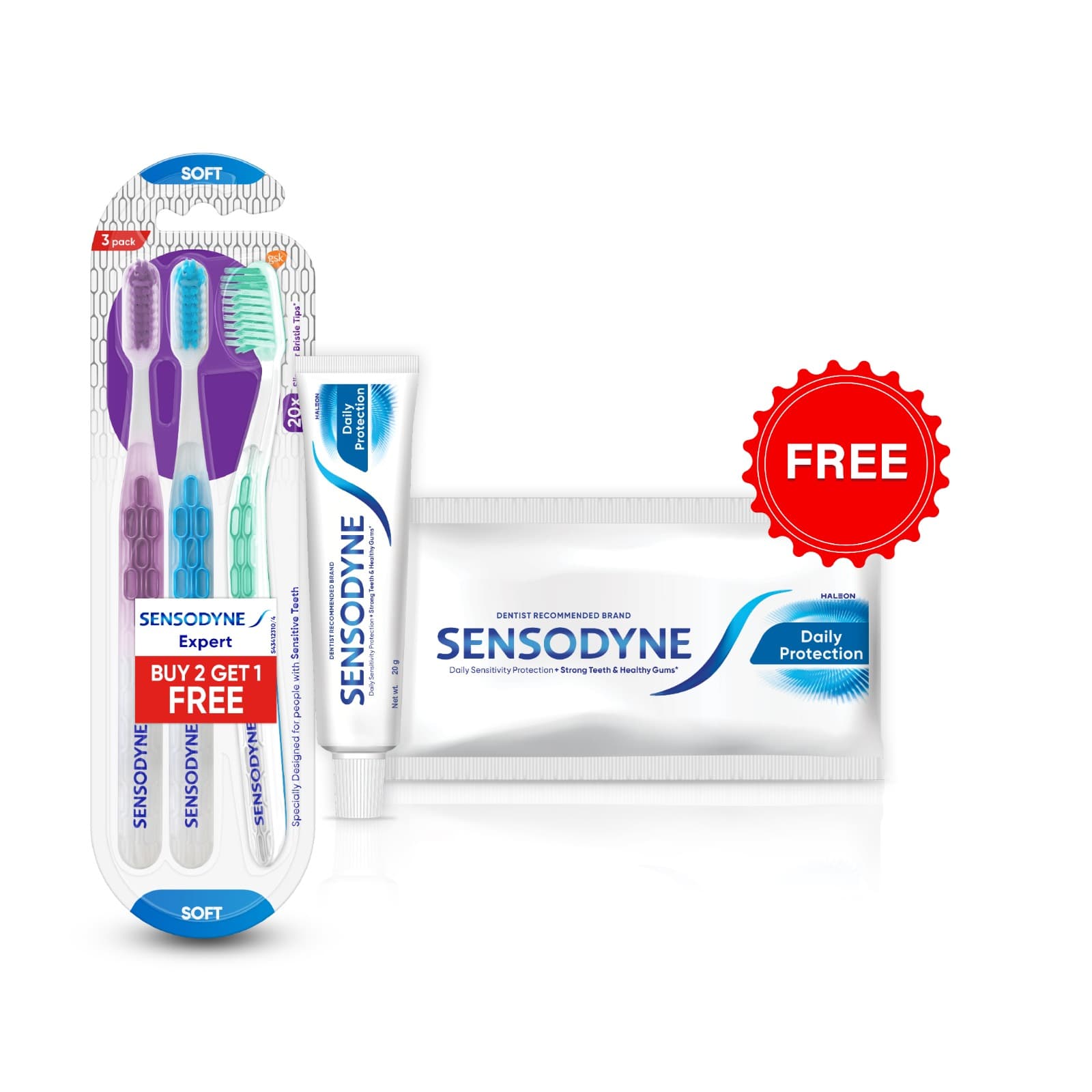 Sensodyne Expert Toothbrush 2+1 & Get 1 Daily Protection