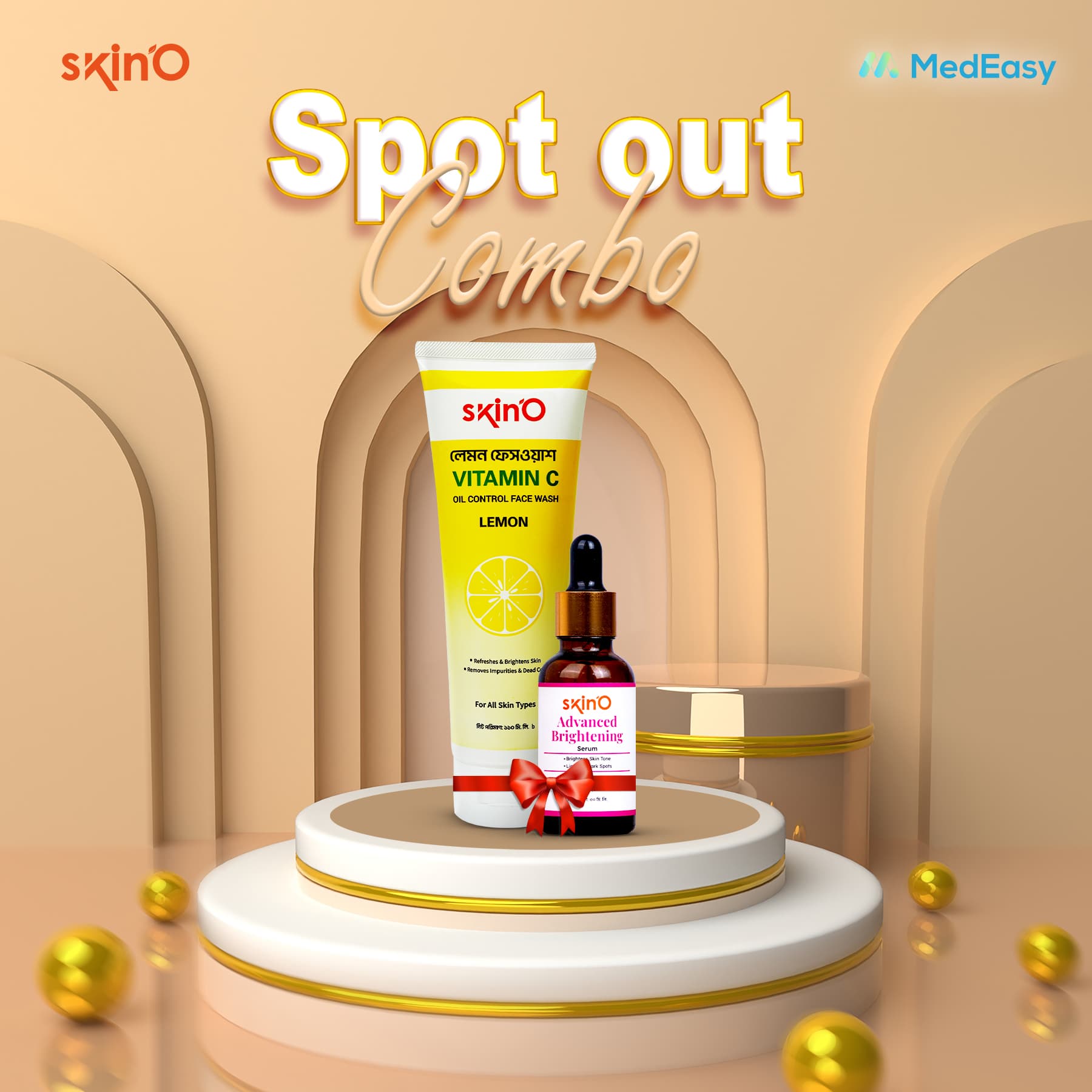 Skino Vitamin C Lemon Facewash 110ml with Skino Advanced Brightening Serum 30ml