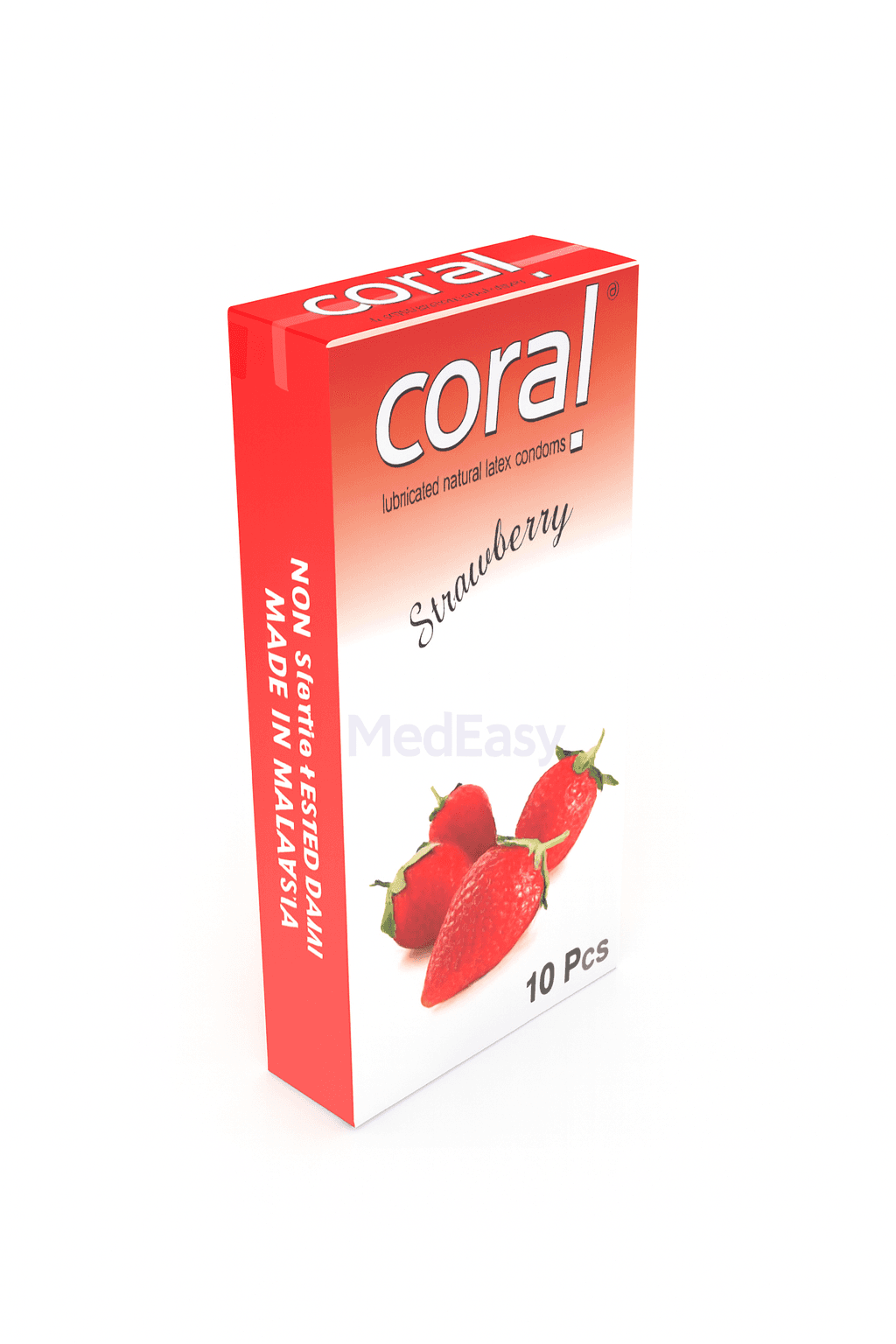 Coral Strawberry Flavour Red Colour Premium Condoms
