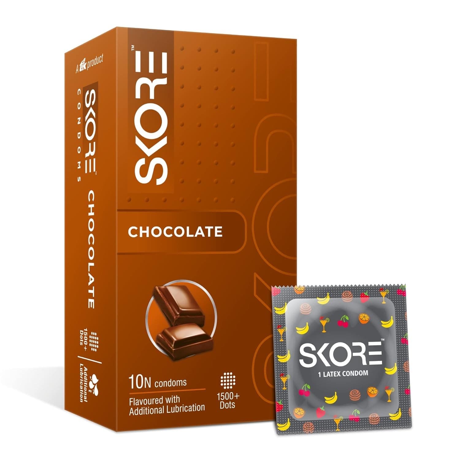 Skore Chocolate 1500+ Dotted Condom with Additional Lubrication 10pc