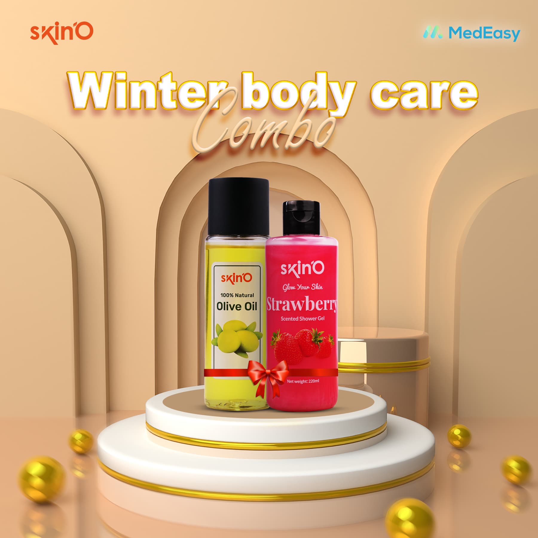 Skino Strawberry Shower Gel 220ml with Skino Olive Oil 100ml