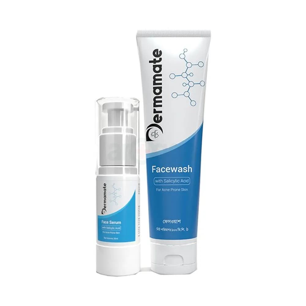 Dermamate Face Serum with Salicylic Acid 30ml with Dermamate Acne Face Wash 100ml