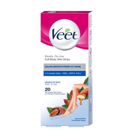 Veet Professional Ready To Use Almond Oil Full Body 20 Wax Strips