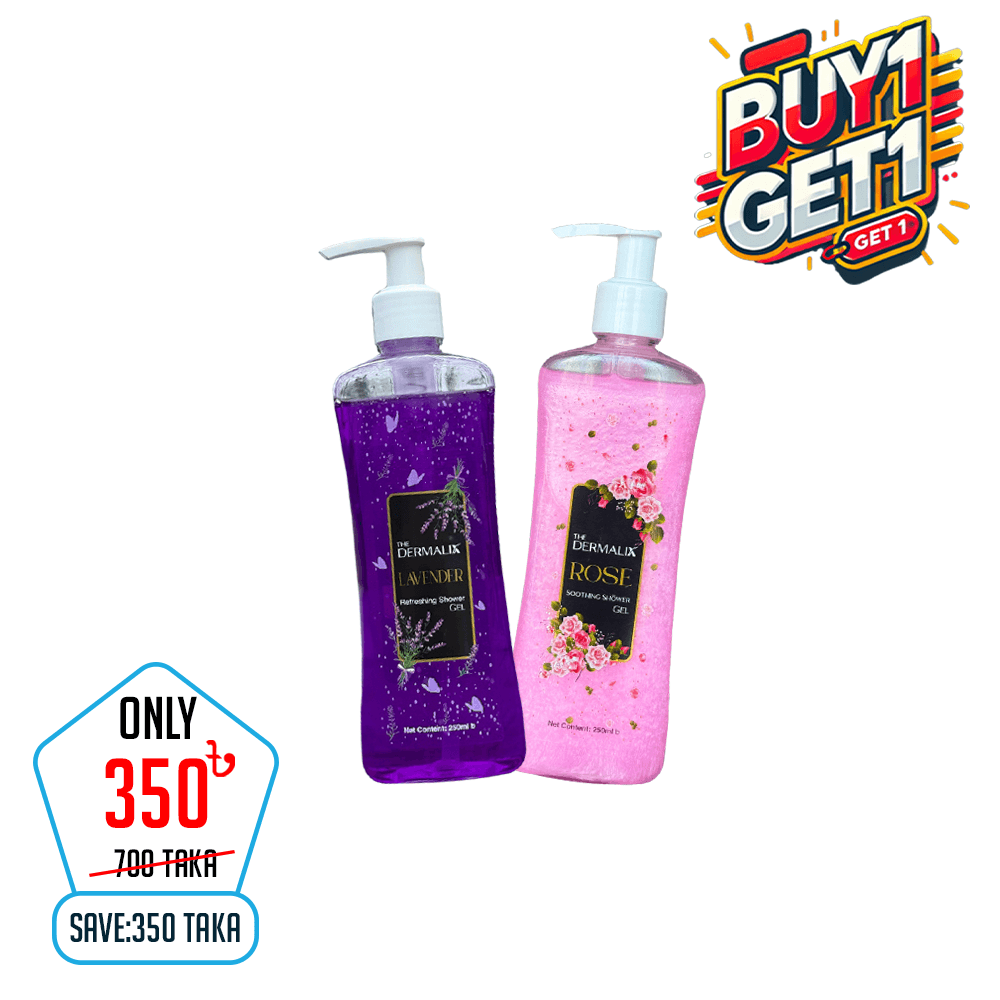 The Dermalix Shower Gel Buy 1 Get 1 : Rose Soothing and Lavender Refreshing