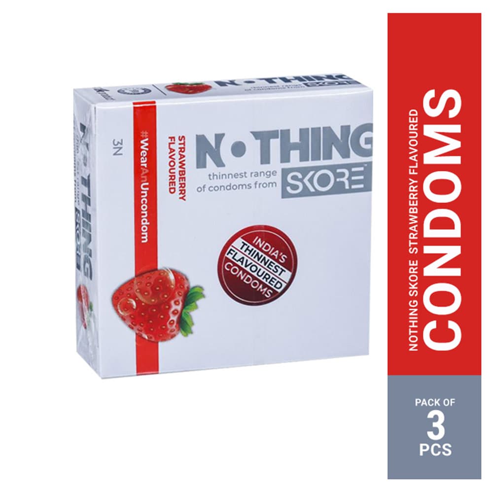 Skore Nothing Strawberry Flavored Thinnest Condoms 3pc